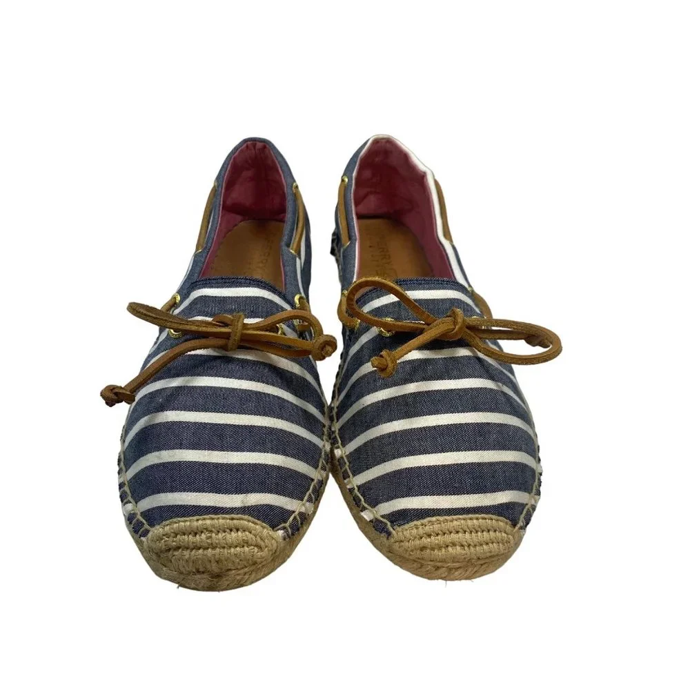 Sperry Top-Sider Blue & White Striped Espadrille Moccasins 11M - Picture 7 of 12